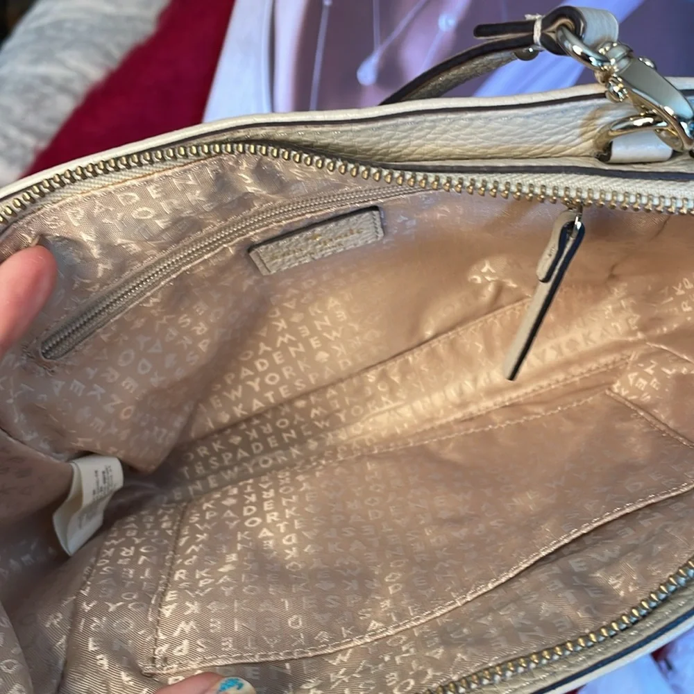 KATE SPADE SAVILLA BAXTER STREET SEEDPEARL CROSSBODY BEIGE LEATHER GOLD HARDWARE